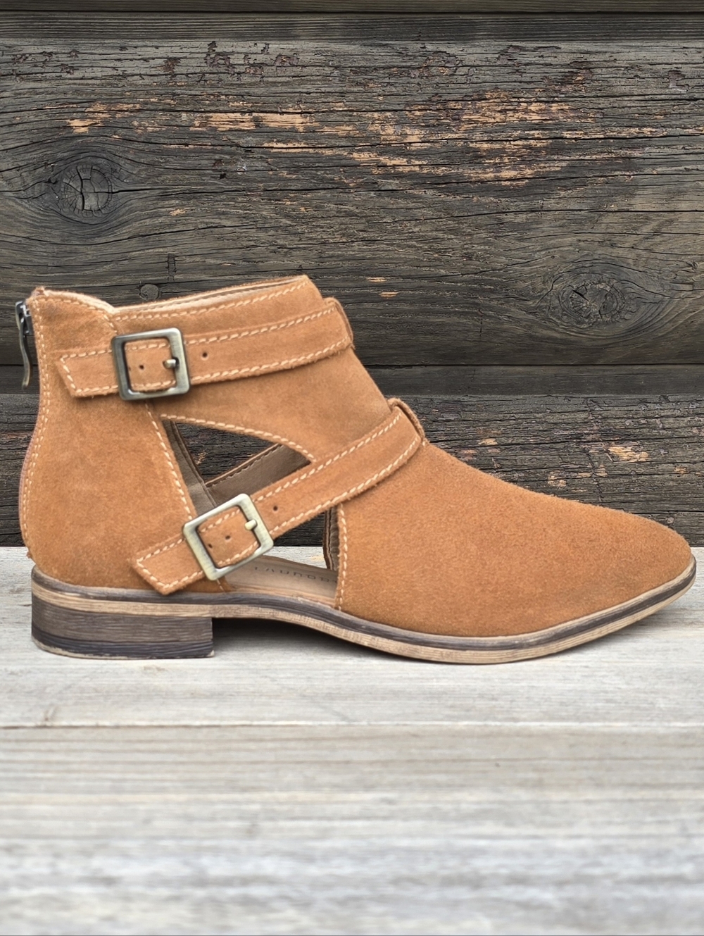 Chinese Laundry Dandie Coastal Cowgirl Cognac Buckle Strap Cutout Bootie 8.5M